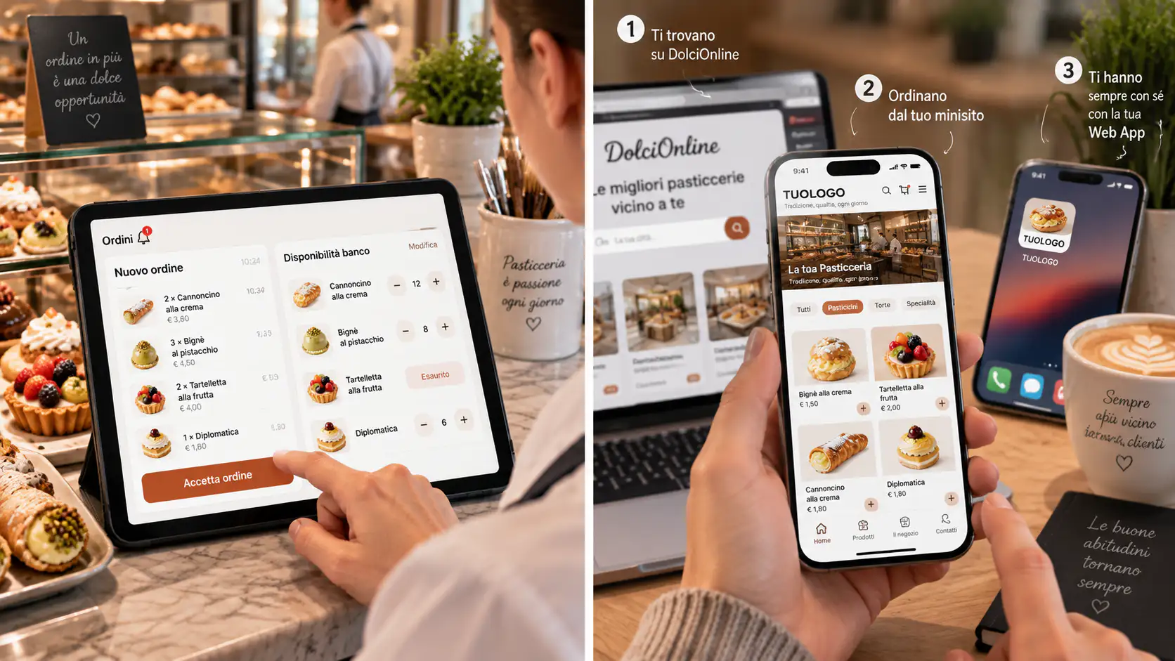Percorso del cliente dal marketplace al minisito e alla Web App